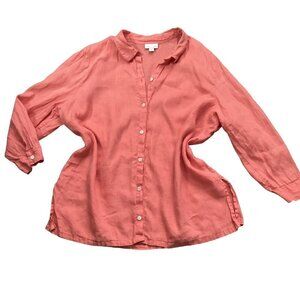 J. Jill Love Linen XL 100% Linen Button-Up Top Peach Pink 183D